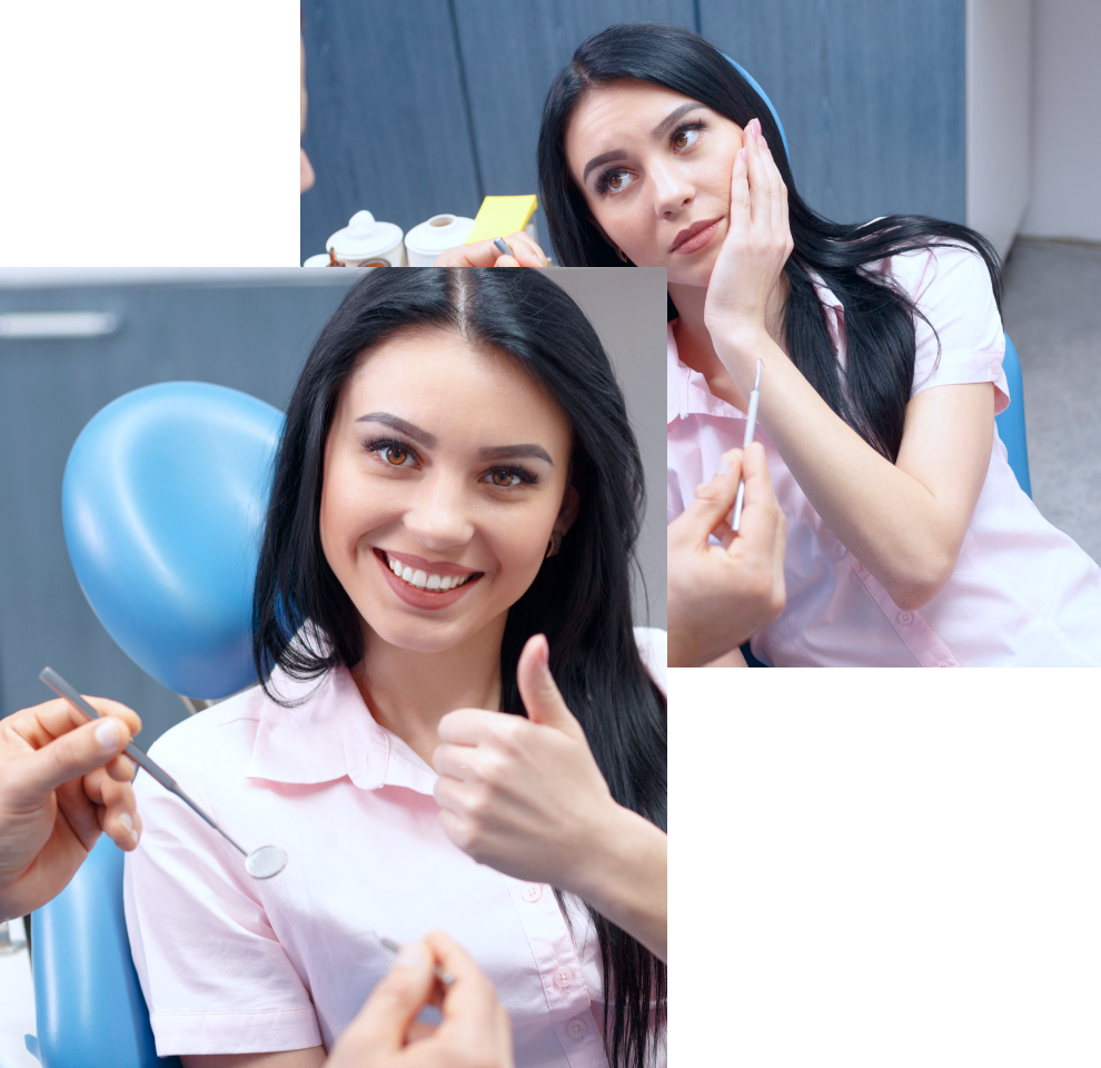 A pair of images showing how a patient visiting VCCID for root canal treatment in Burnaby is able to quickly receive pain relief and restore the health of their tooth
