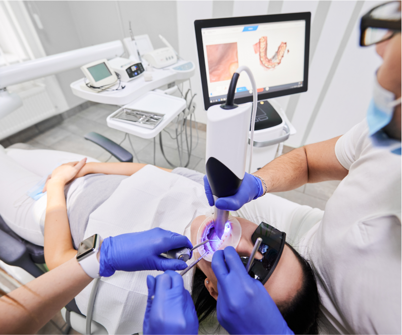 An image showing the use of a digital intraoral scanner to supplement a CBCT scan in Burnaby at VCCID
